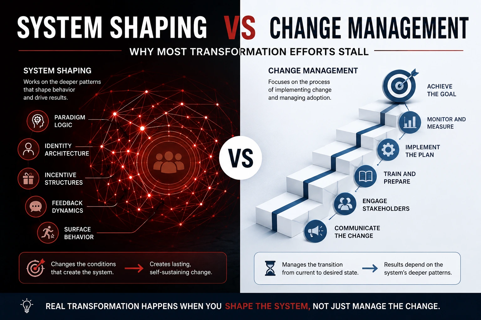 System Shaping vs Change Management: Why Most Transformation Efforts Stall